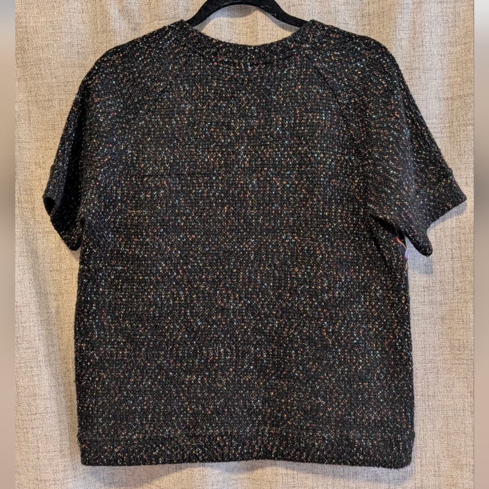 Anthropologie JAMES COVIELLO Metallic Brocade Front Short Sleeve Sweater… - Picture 6 of 8